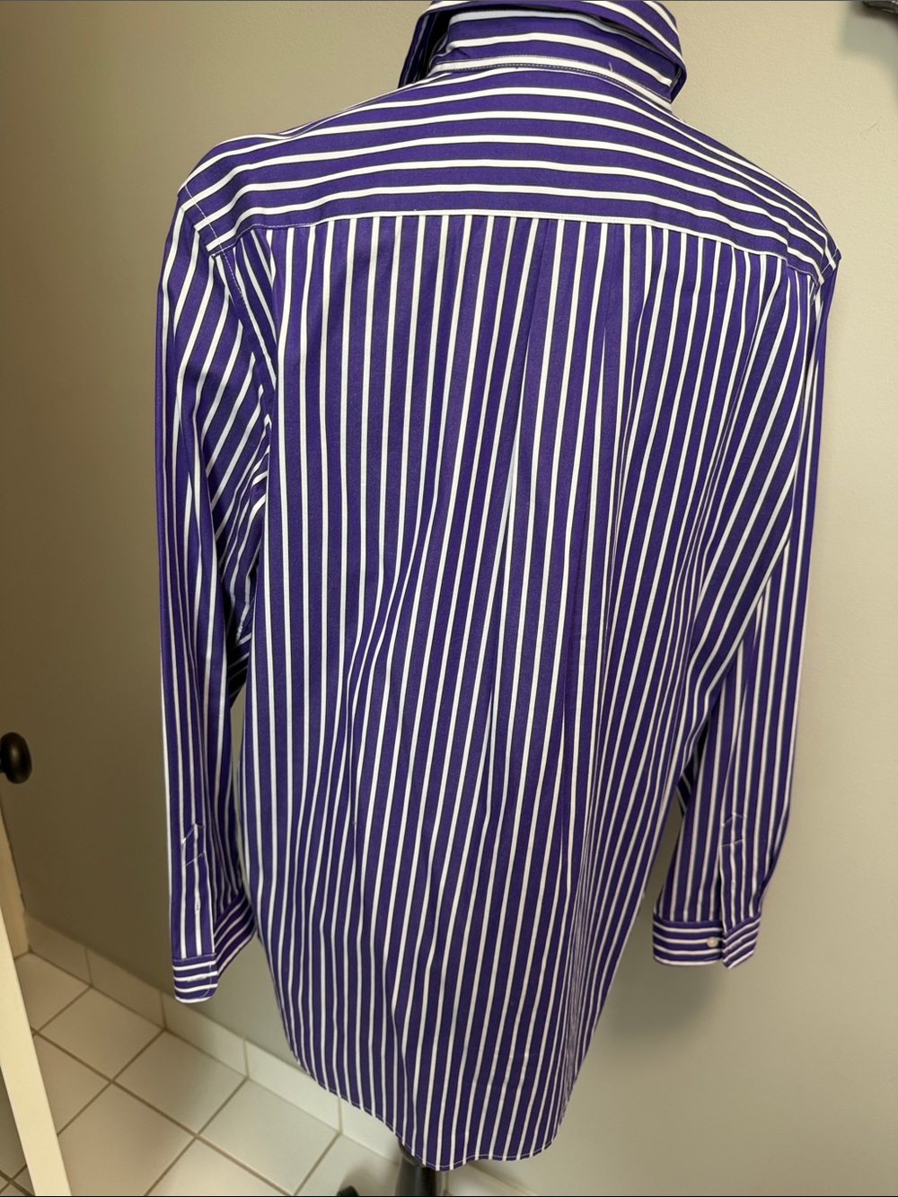 Lauren Ralph Lauren Purple/White Stripe Classic Cotton LS ButtonDown Shirt Sz L - Picture 4 of 7